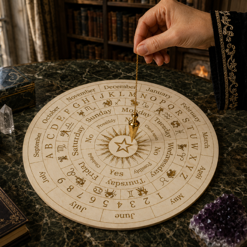 Planche de pendule en bois gravé, divination – vue 8