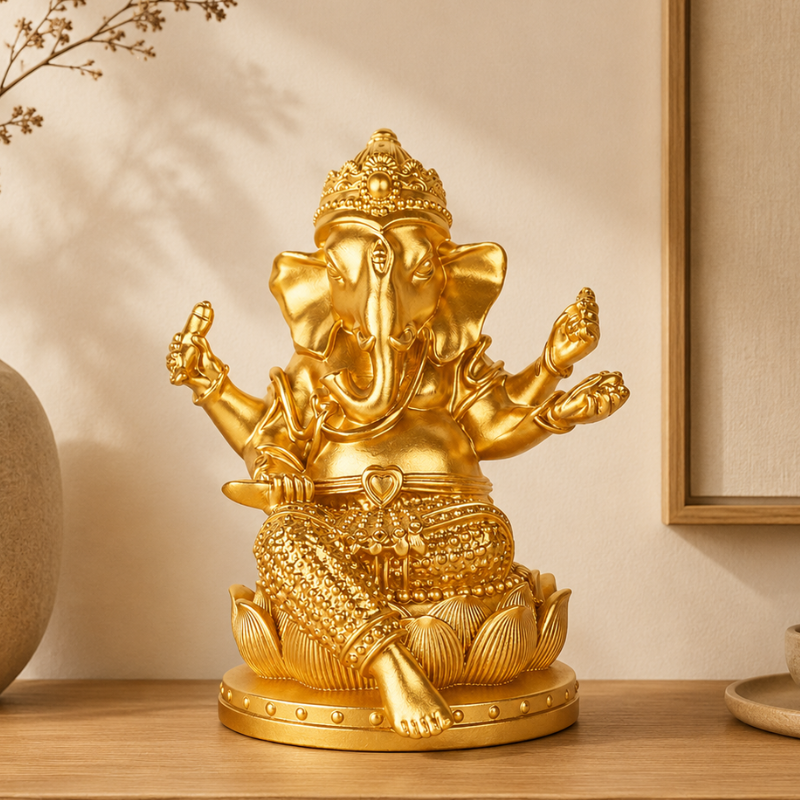 Statue Ganesh Bronze, Symbole de Bonne Fortune – vue 6