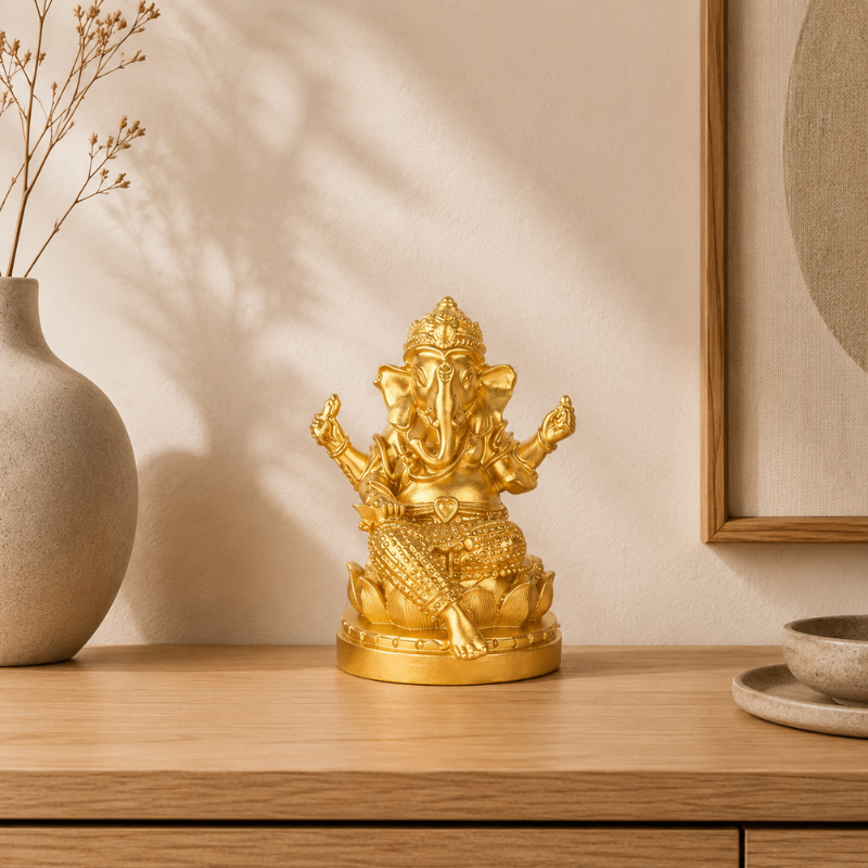 Statue Ganesh Bronze, Symbole de Bonne Fortune – vue 12
