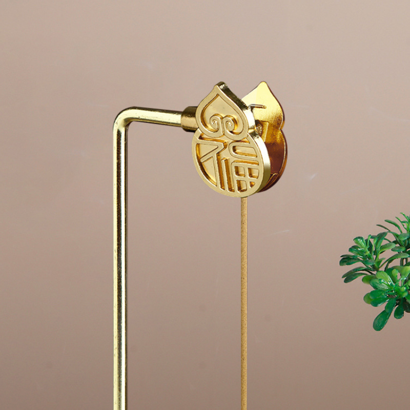 Porte-encens lotus suspendu, laiton et céramique – vue 7