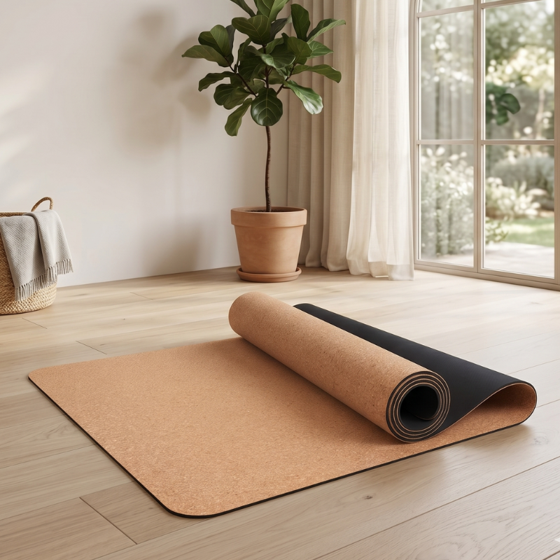 Tapis de yoga en liège naturel et caoutchouc – vue 8
