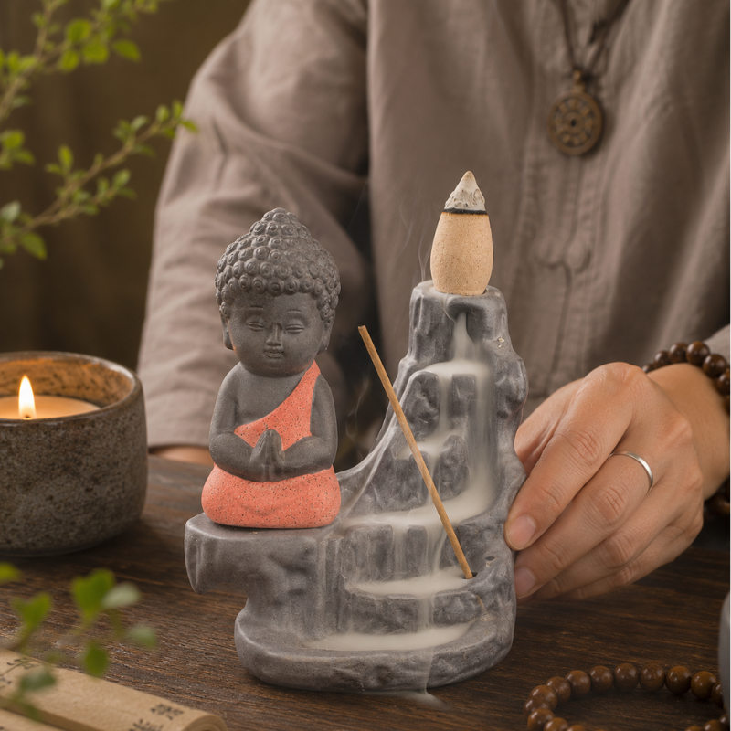 Porte-encens Bouddha à reflux, fumée cascade – vue 6