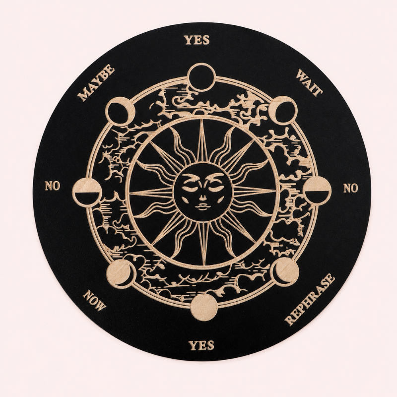 Planche de pendule, soleil et phases de lune