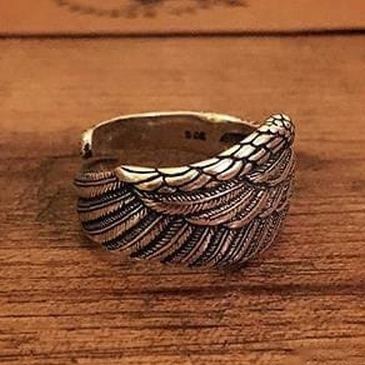 Bague Aile d'Ange en Acier Argenté - vue détaillée