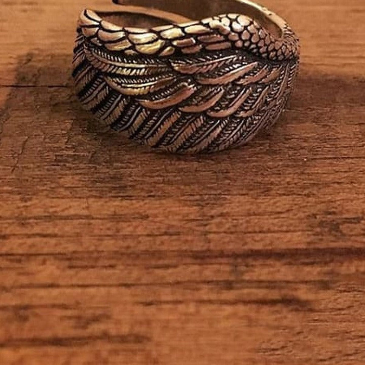 Bague Aile d'Ange en Acier Argenté - vue rapprochée
