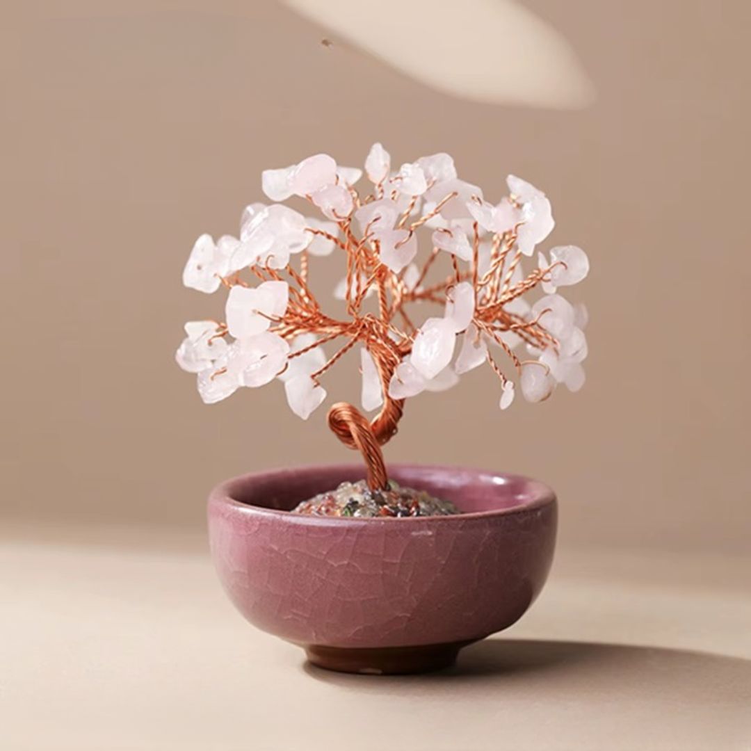 Arbre de Vie en Cuivre avec Pierres Naturelles sur fond beige