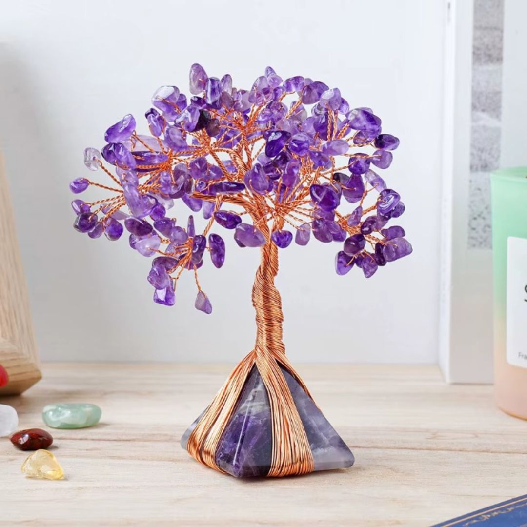 Arbre de Vie Décoratif Pierre Naturelle avec Pyramide