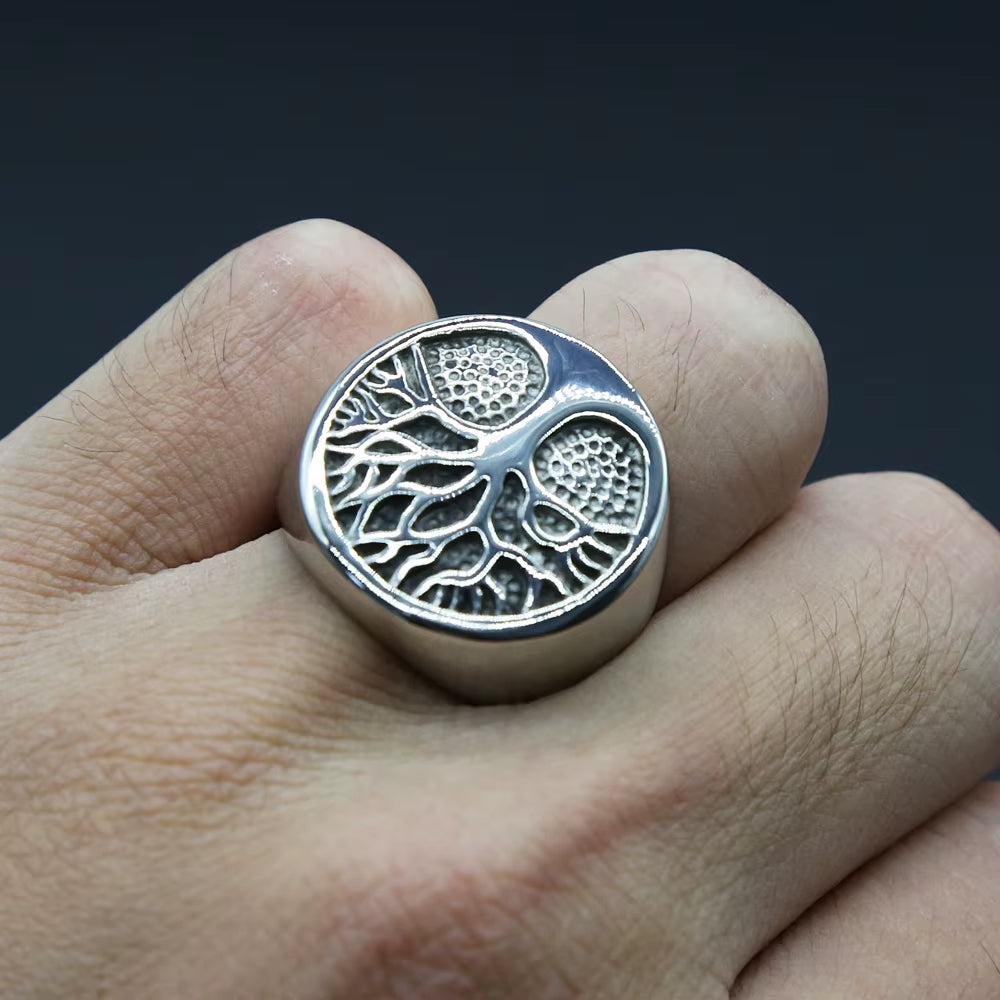 Bague Arbre de Vie Vintage en Acier Inoxydable