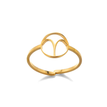 Bague Signe Astrologique Dorée en Acier Inoxydable