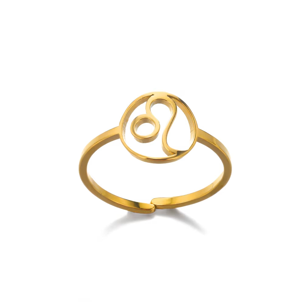 Bague Signe Astrologique Dorée en Acier Inoxydable