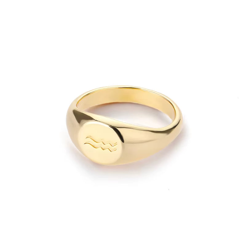 Bague Signe Astrologique Dorée en Cuivre