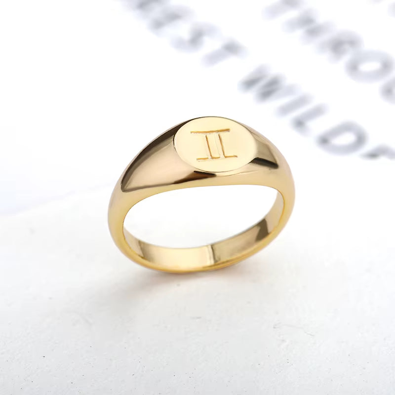 Bague Signe Astrologique Dorée en Cuivre
