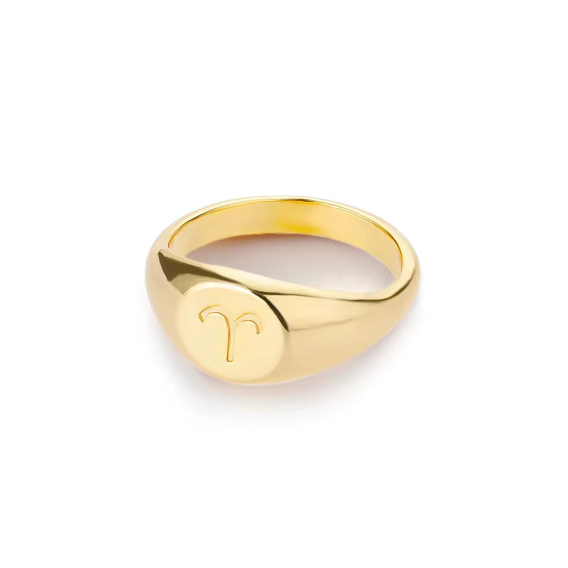 Bague Signe Astrologique Dorée en Cuivre