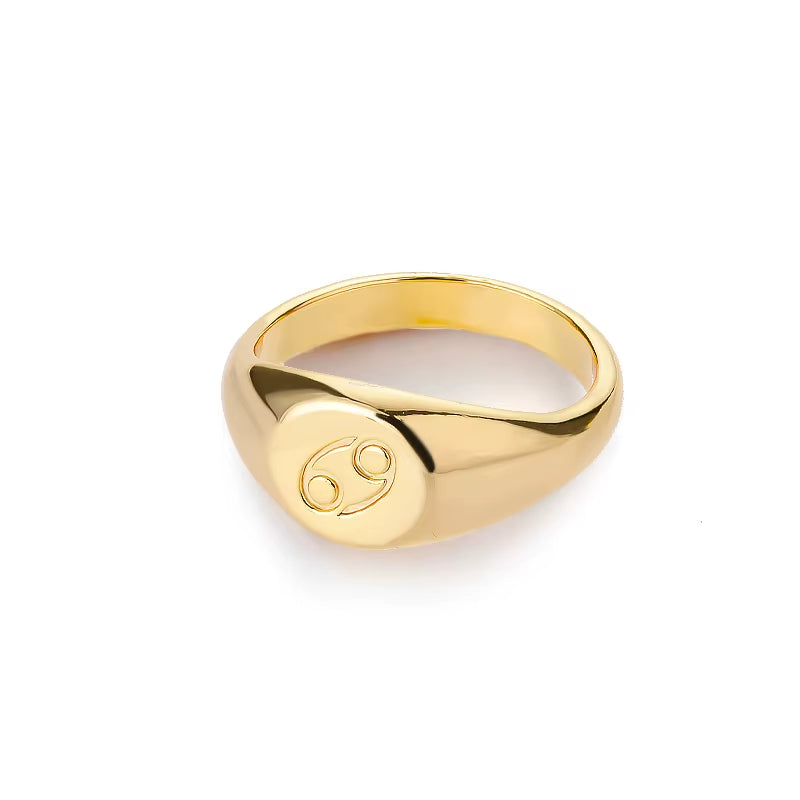 Bague Signe Astrologique Dorée en Cuivre