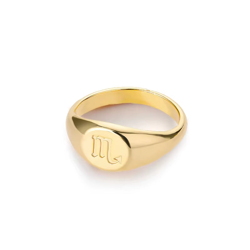 Bague Signe Astrologique Dorée en Cuivre