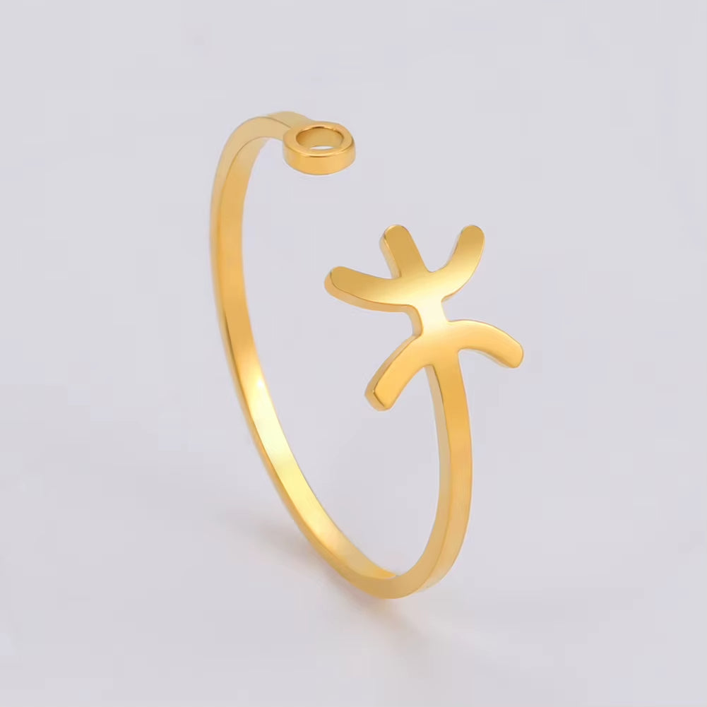 Bague Signe Astrologique Fine et Dorée sur fond gris