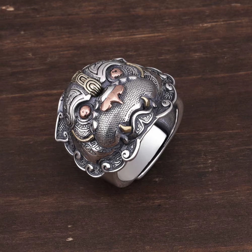 Bague Signe Astrologique - Lion sur fond marron