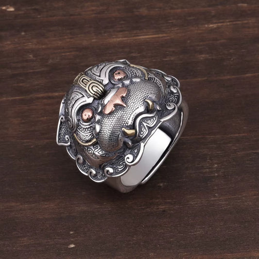 Bague Signe Astrologique - Lion sur fond marron