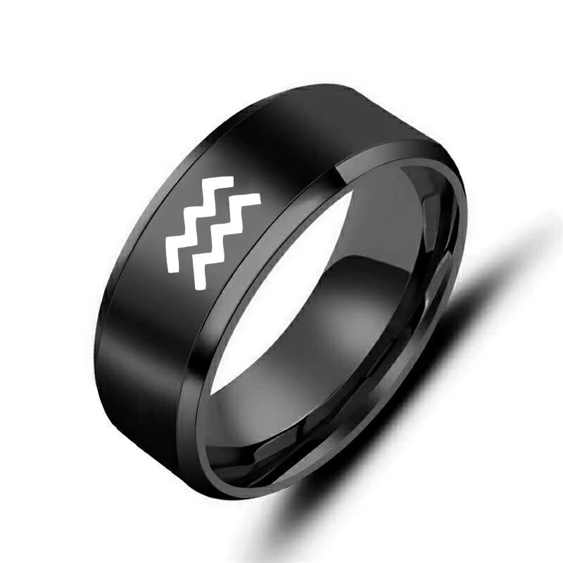 Bague Signe Astrologique Noire et Épurée Image