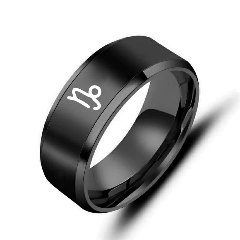 Bague Signe Astrologique Noire et Épurée Image