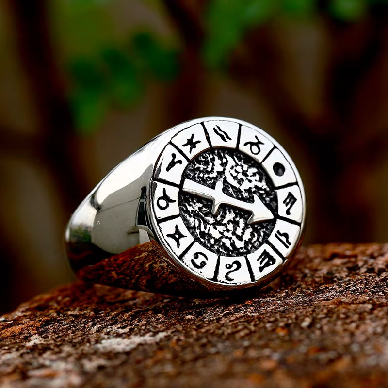 Bague Signe Astrologique Polie Style Vintage