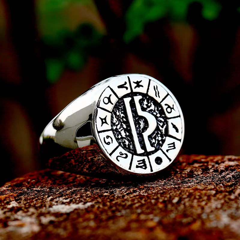 Bague Signe Astrologique Polie Style Vintage Image