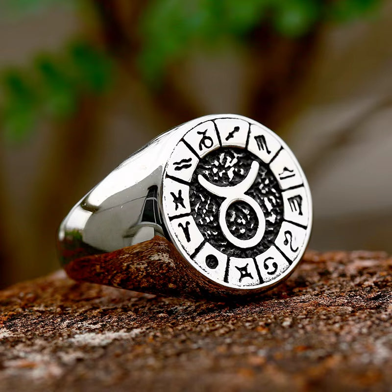 Bague Signe Astrologique Polie Style Vintage