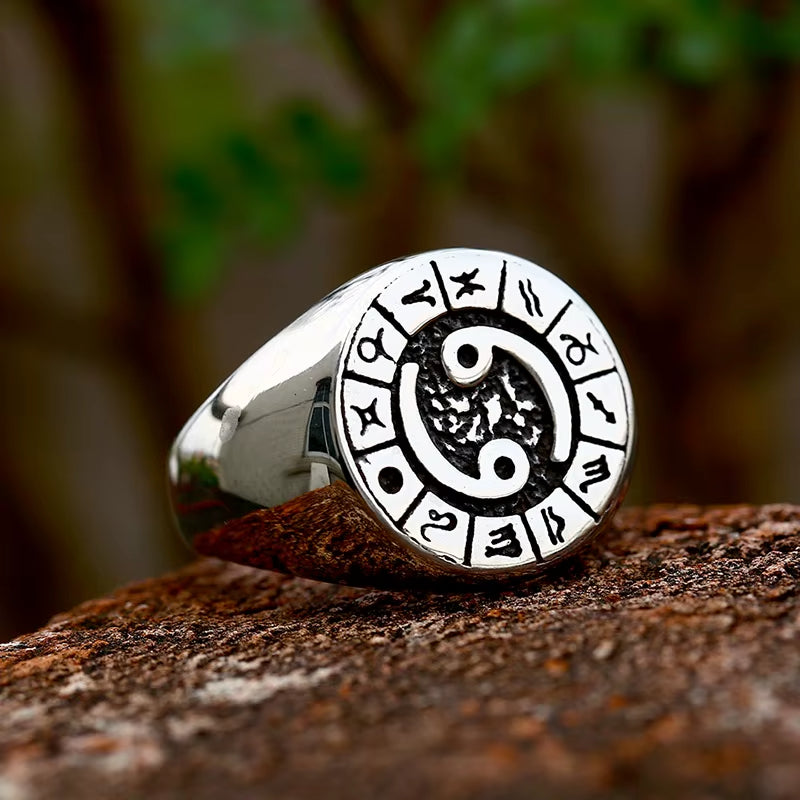 Bague Signe Astrologique Polie Style Vintage