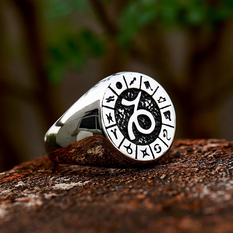 Bague Signe Astrologique Polie Style Vintage