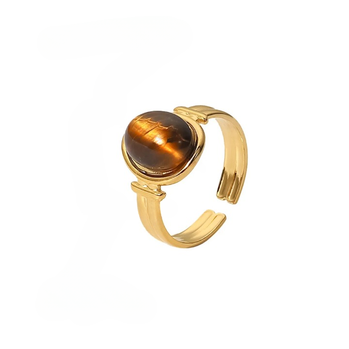 Bague pierre naturelle en acier inoxydable