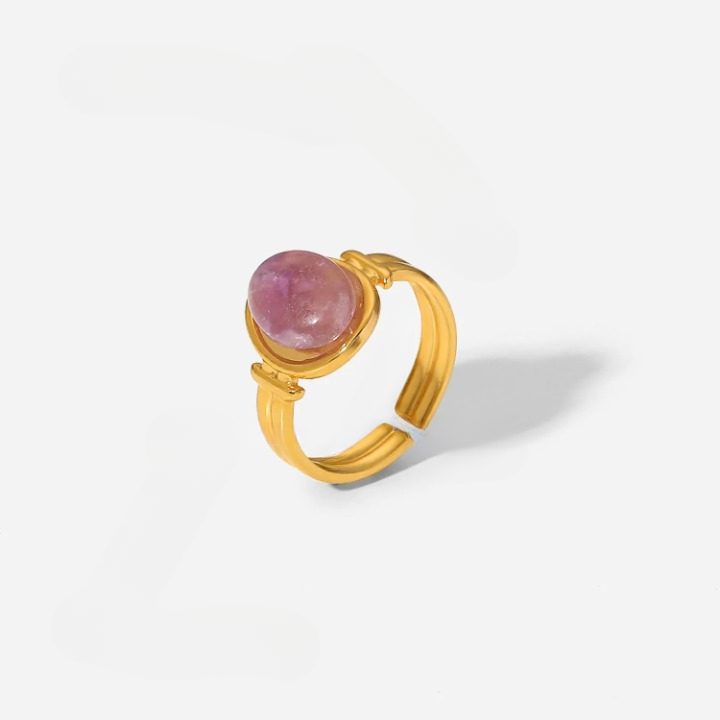 Bague pierre naturelle en acier inoxydable