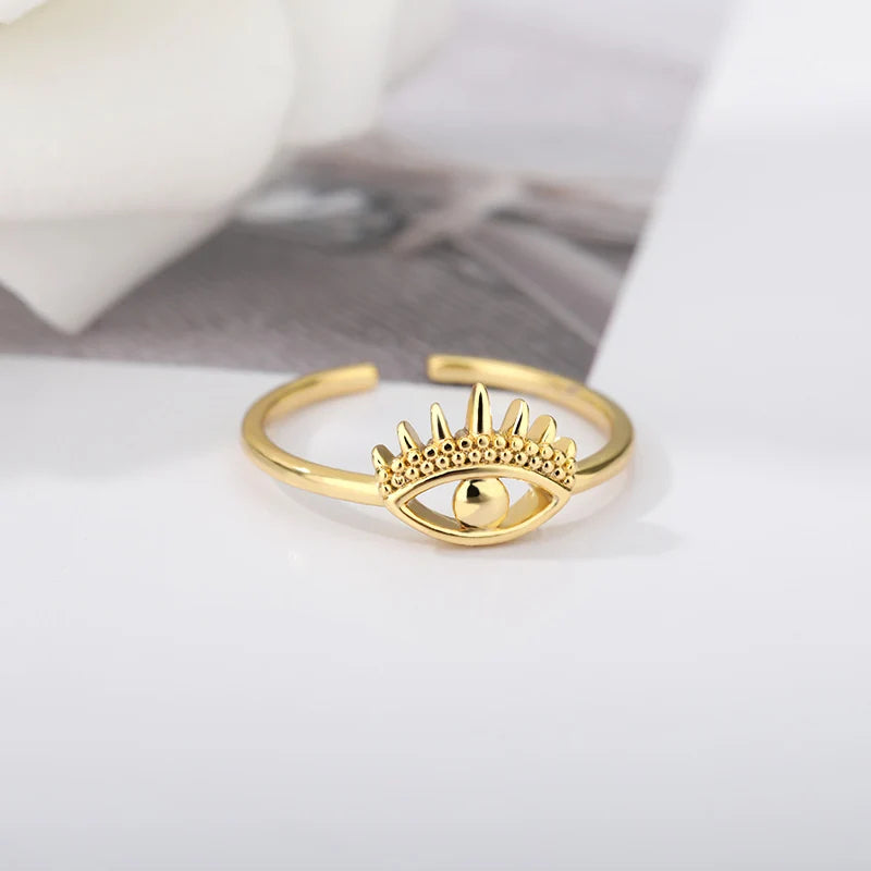Bague protection mauvais oeil en acier inoxydable