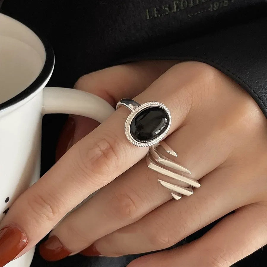 Bague réglable en argent avec pierre de zircon