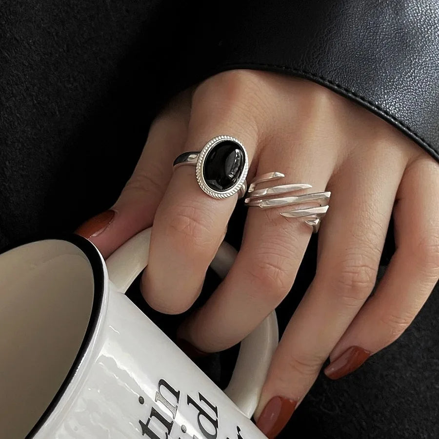 Bague réglable en argent avec pierre de zircon