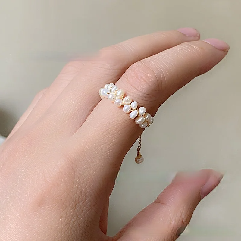 Bague Réglable en Perles Naturelles – Élégance Intemporelle et Raffinement Féminin Image
