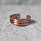 Bague Tibétaine - Ouverte à Rayures sur fond gris