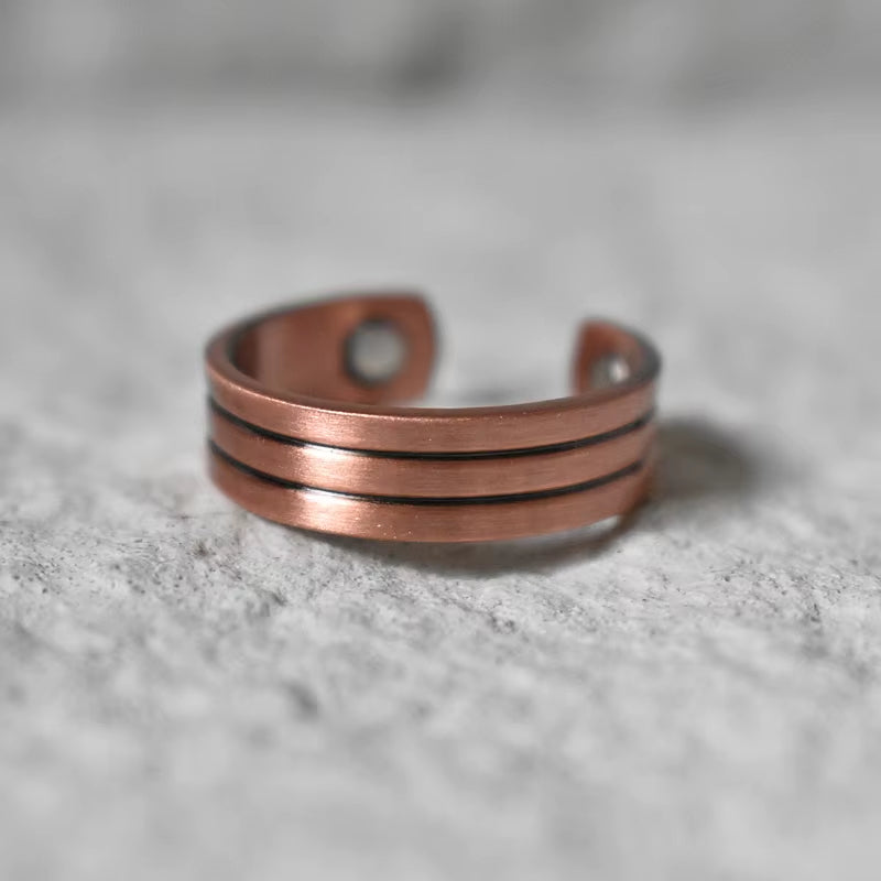 Bague Tibétaine - Ouverte à Rayures sur fond gris