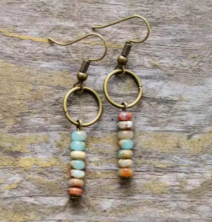 Boucles d'Oreilles en Jaspe Naturel