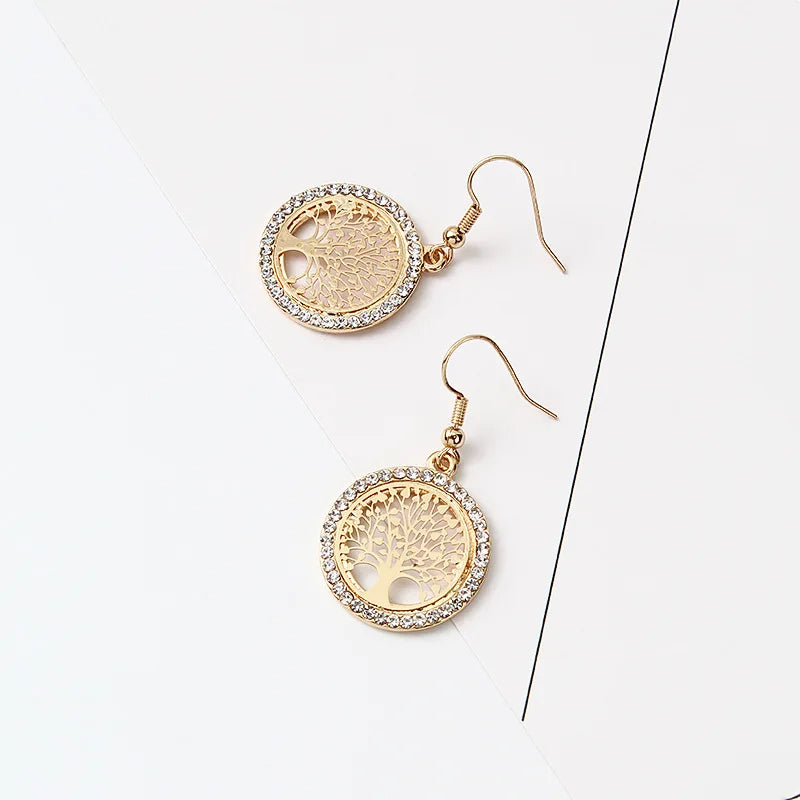 Boucles d'oreilles dorées avec arbre de vie