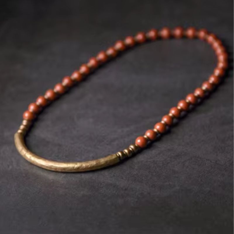 Bracelet « Ancrage » en Cuivre et Jaspe Rouge ou Jade Vert