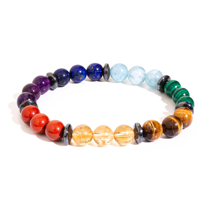 Bracelet 7 Chakras en Pierres Qualité Premium sur fond blanc