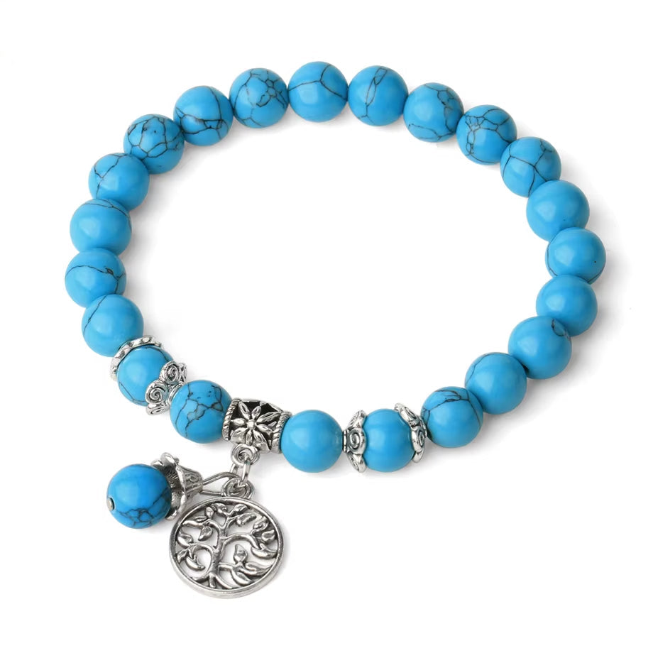 Bracelet Arbre de Vie Bohème en Pierre Naturelle sur fond blanc