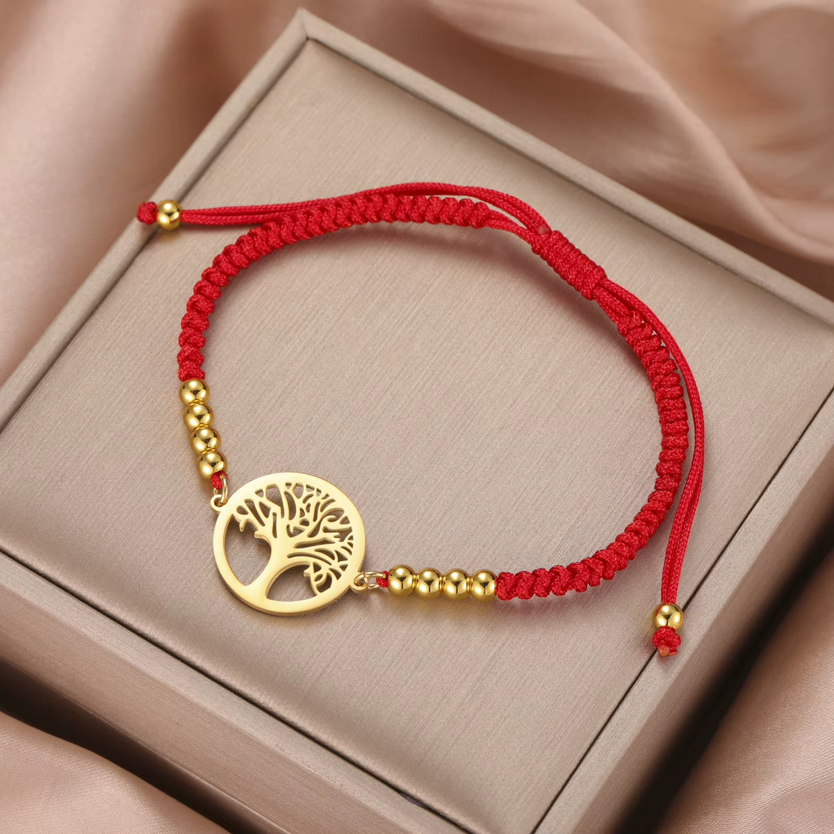 Bracelet Arbre de Vie Tressé à Breloques