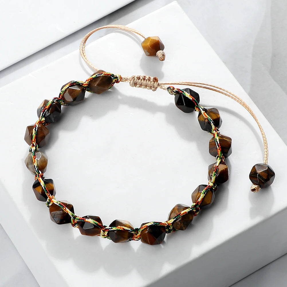 Bracelet Bohème Œil de Tigre Facetté
