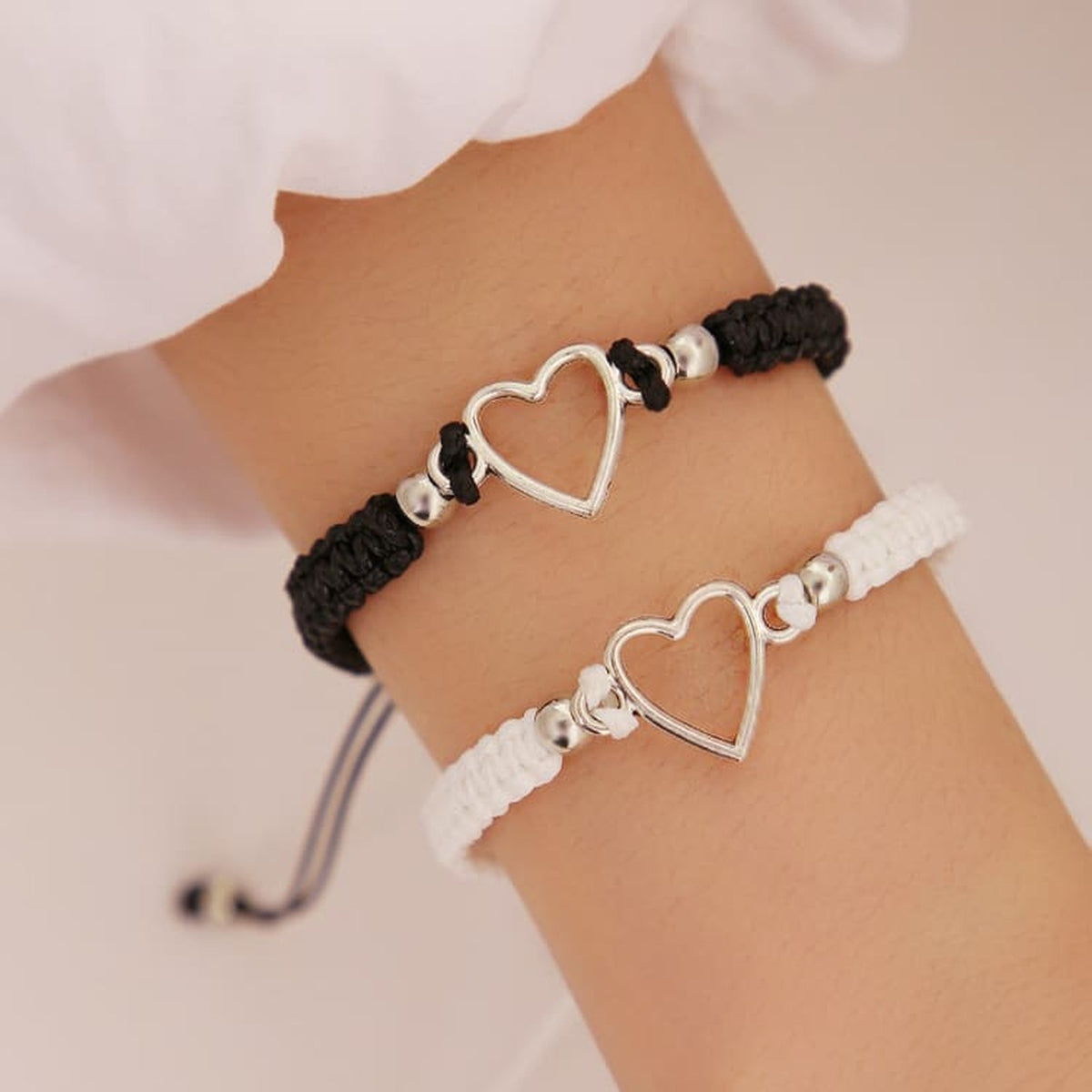 Bracelet de couple cœur, pack de deux, poignets assortis