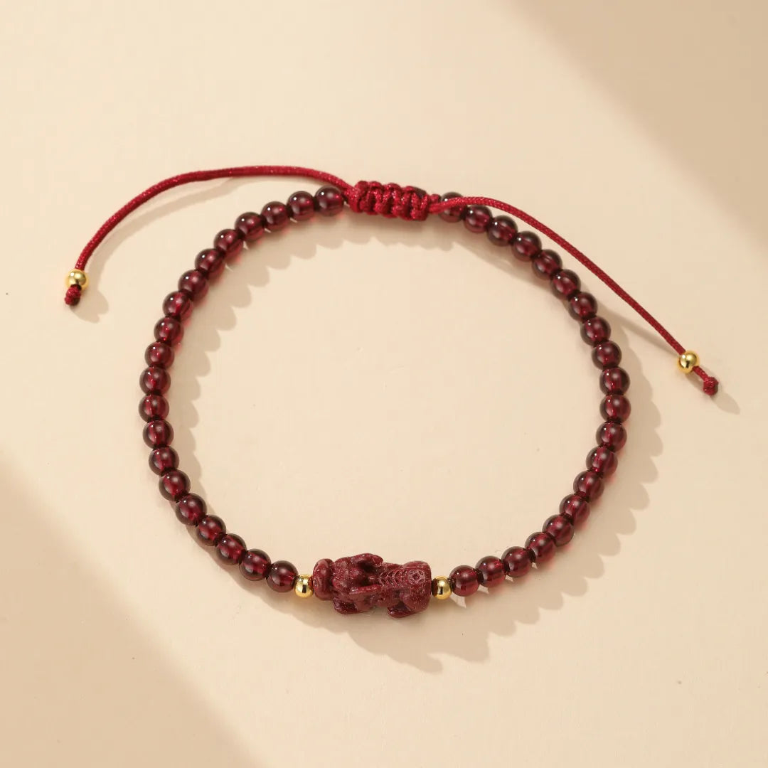 Bracelet de chance en Grenat Rouge - Pi Xiu
