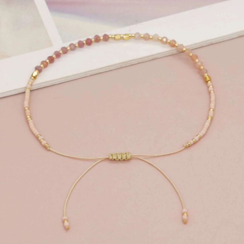 Bracelet fin en pierres naturelles - Quartz Fraise Image