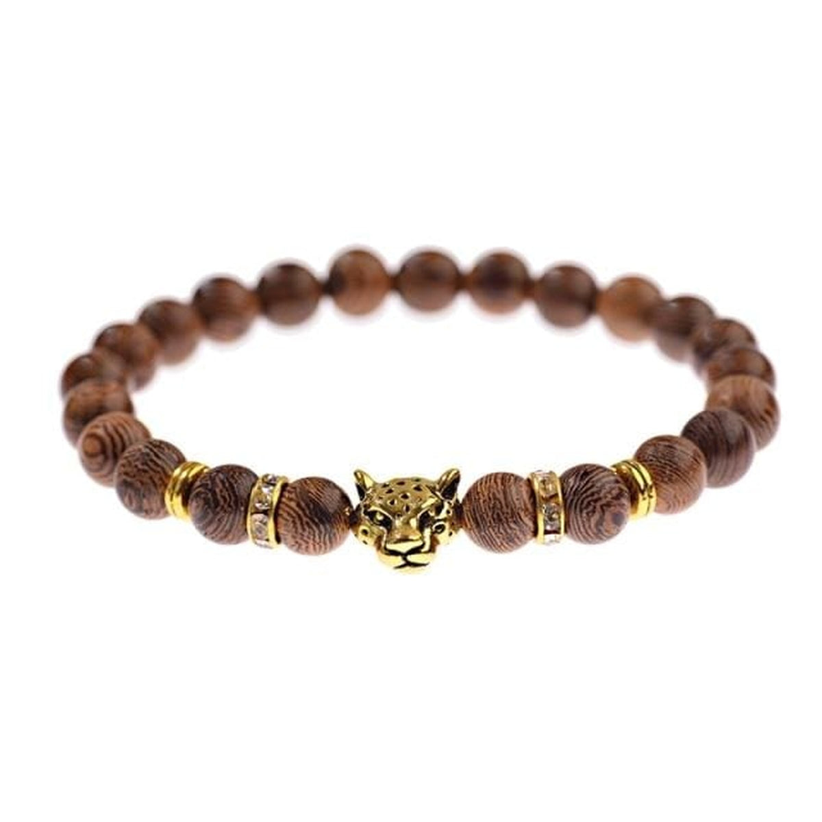 Bracelet perlé pour homme léopard, perles pierre de lave