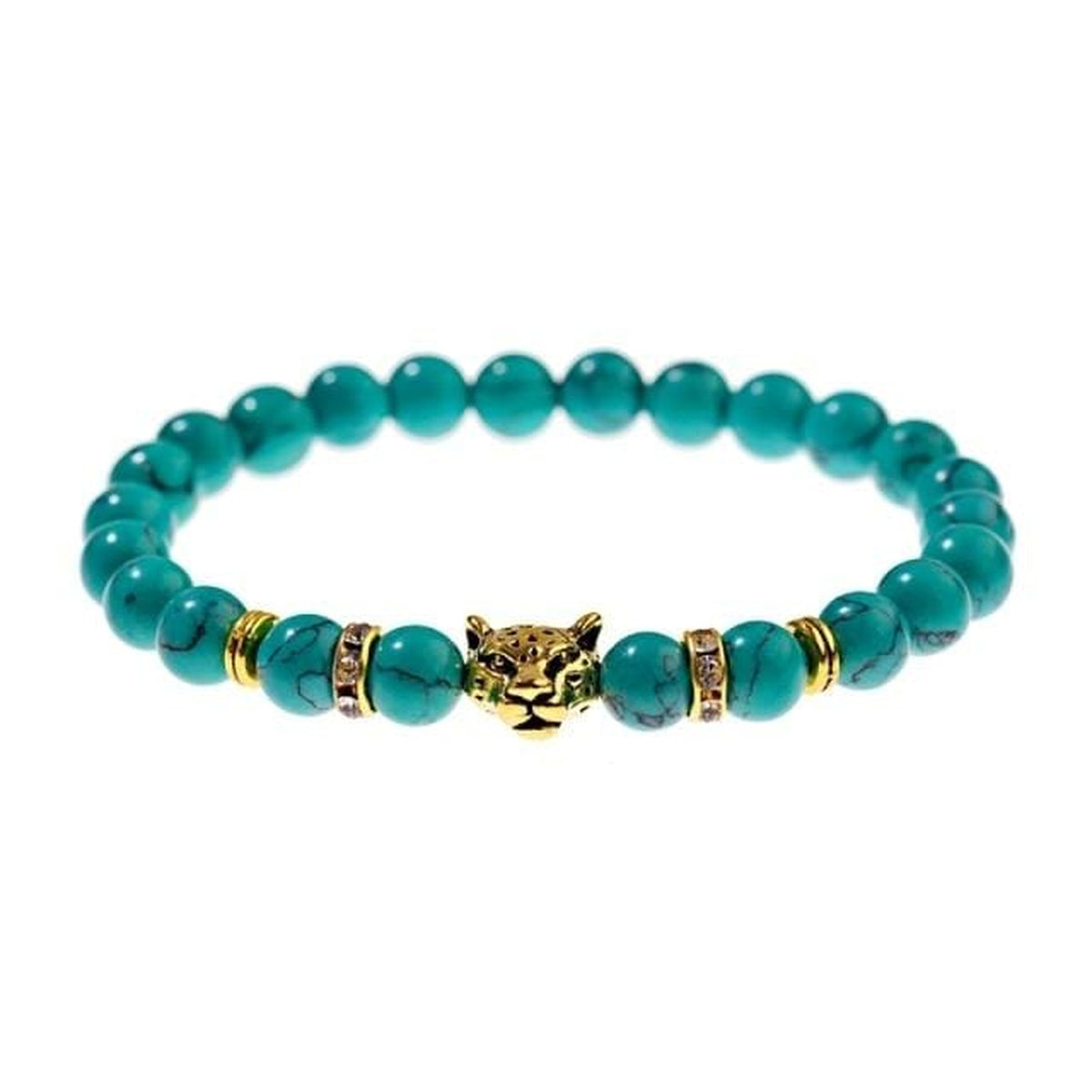 Bracelet perlé pour homme léopard, perles en bois