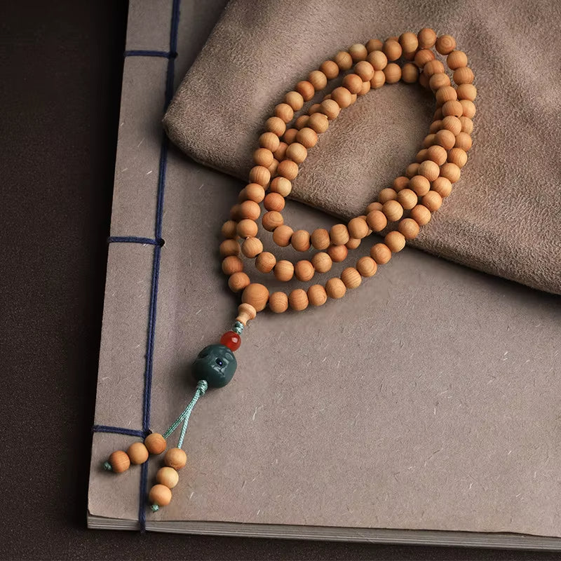 Bracelet Mala avec Perles en Bois Naturel Image